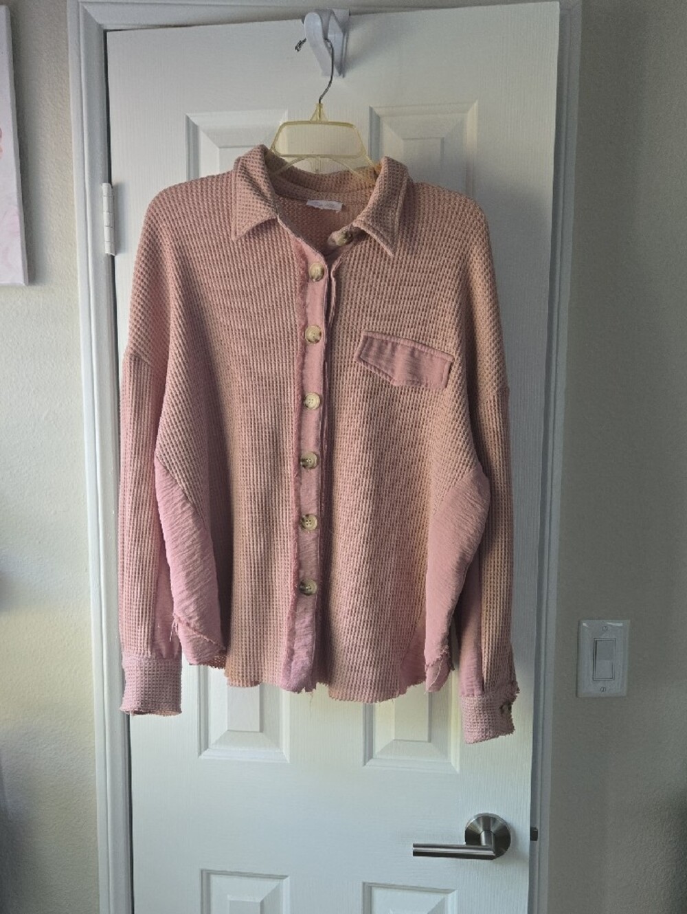 Pink  Lily Textured Knit Top/Shacket- Med-Lg